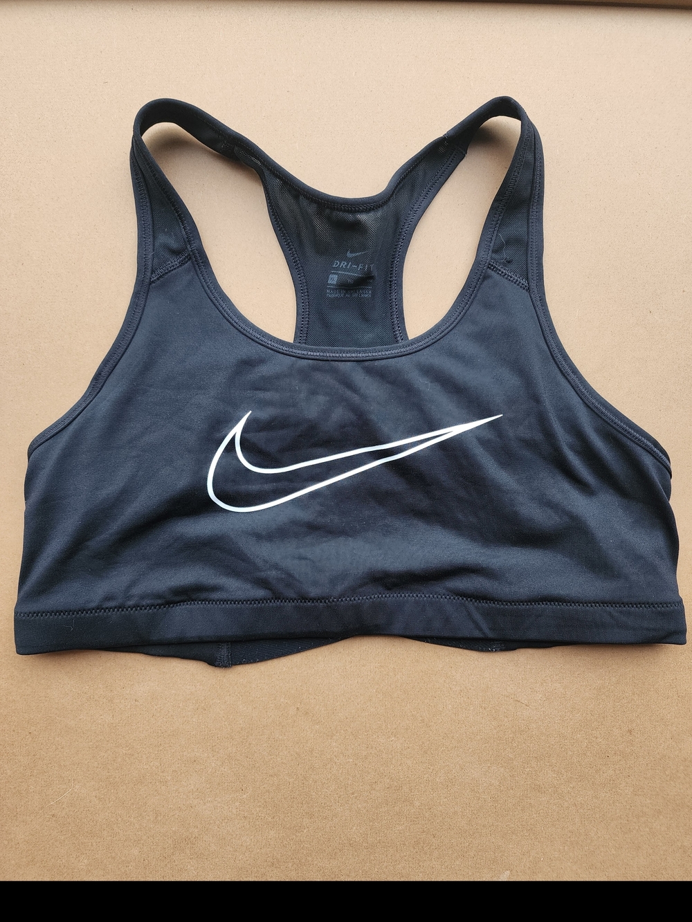 Nike Black Sports Bra with White Swoosh Racerback XL